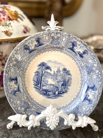 Live 08/04 Beautiful Edward Challinor “Lozère” Ironstone Transferware Plate | Staffordshire, England | Circa 1862–1867 7 1/2”