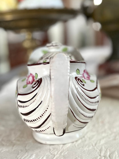 Live 08/18 Georgian Antique English Staffordshire King’s Rose Pearlware Teapot - Handpainted