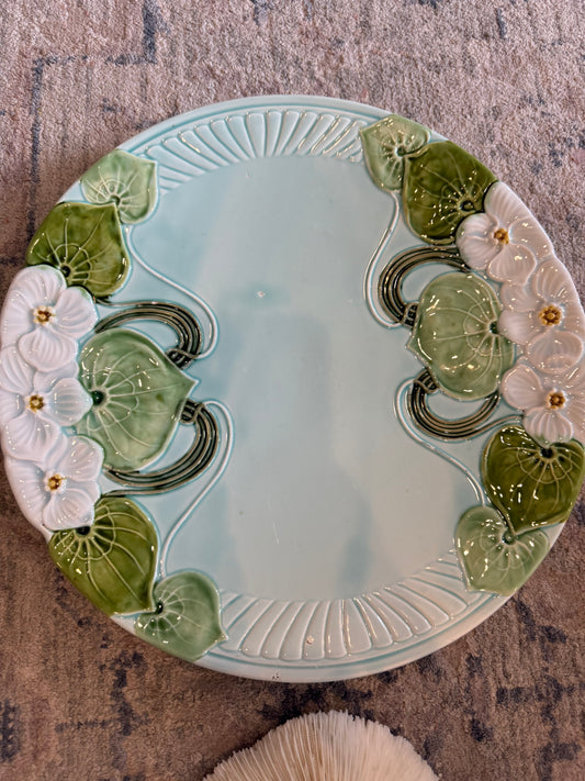 Gorgeous Majolica 12.75” Floral Charger Plate