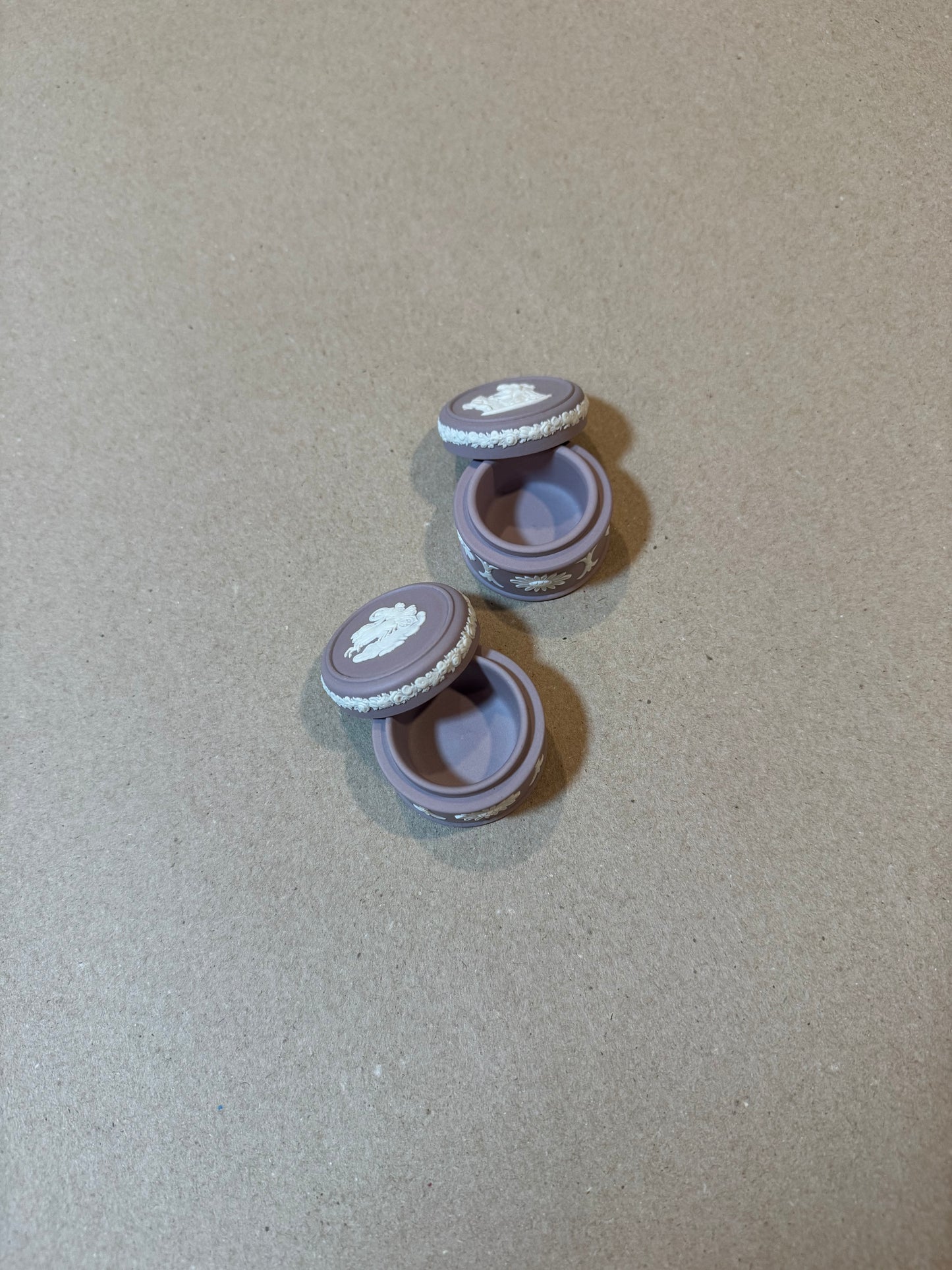 Reserved Wedgwood lilac set of 2 small trinket boxes