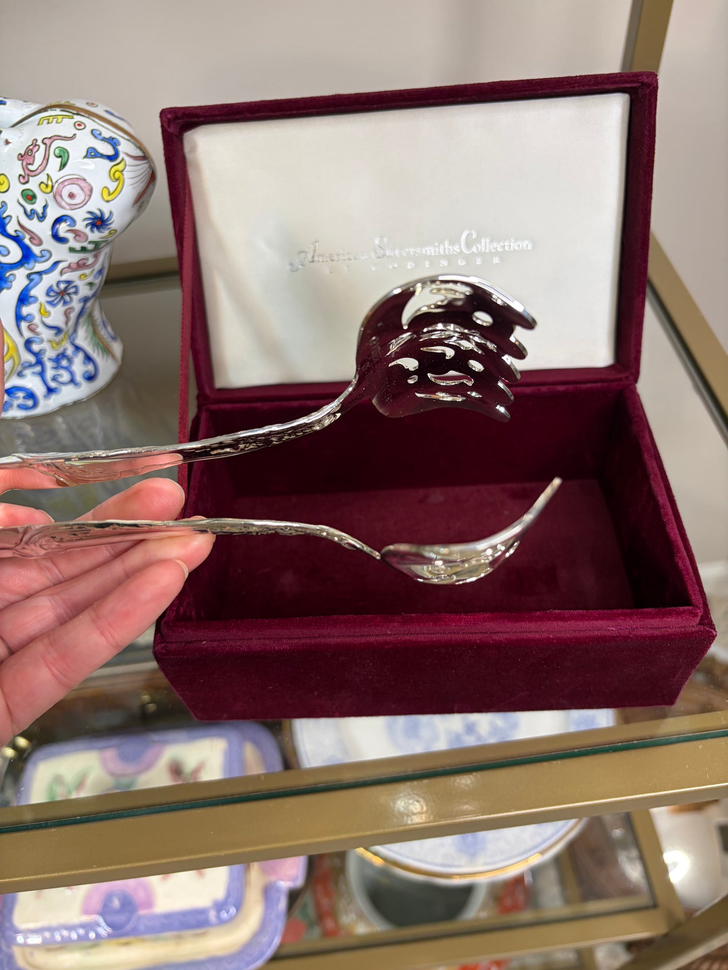 Lovely Godinger Reproduction Tiffany asparagus tongs!