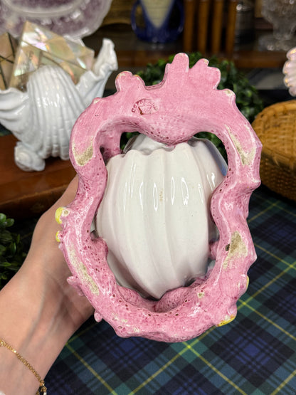 Antique 1860’s Copeland Majolica Conch Shell & Pink Coral Spoon Warmer | Victorian England