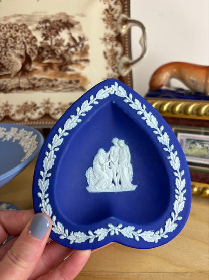 Wedgwood Jasperware cobalt heart shaped trinket dish!