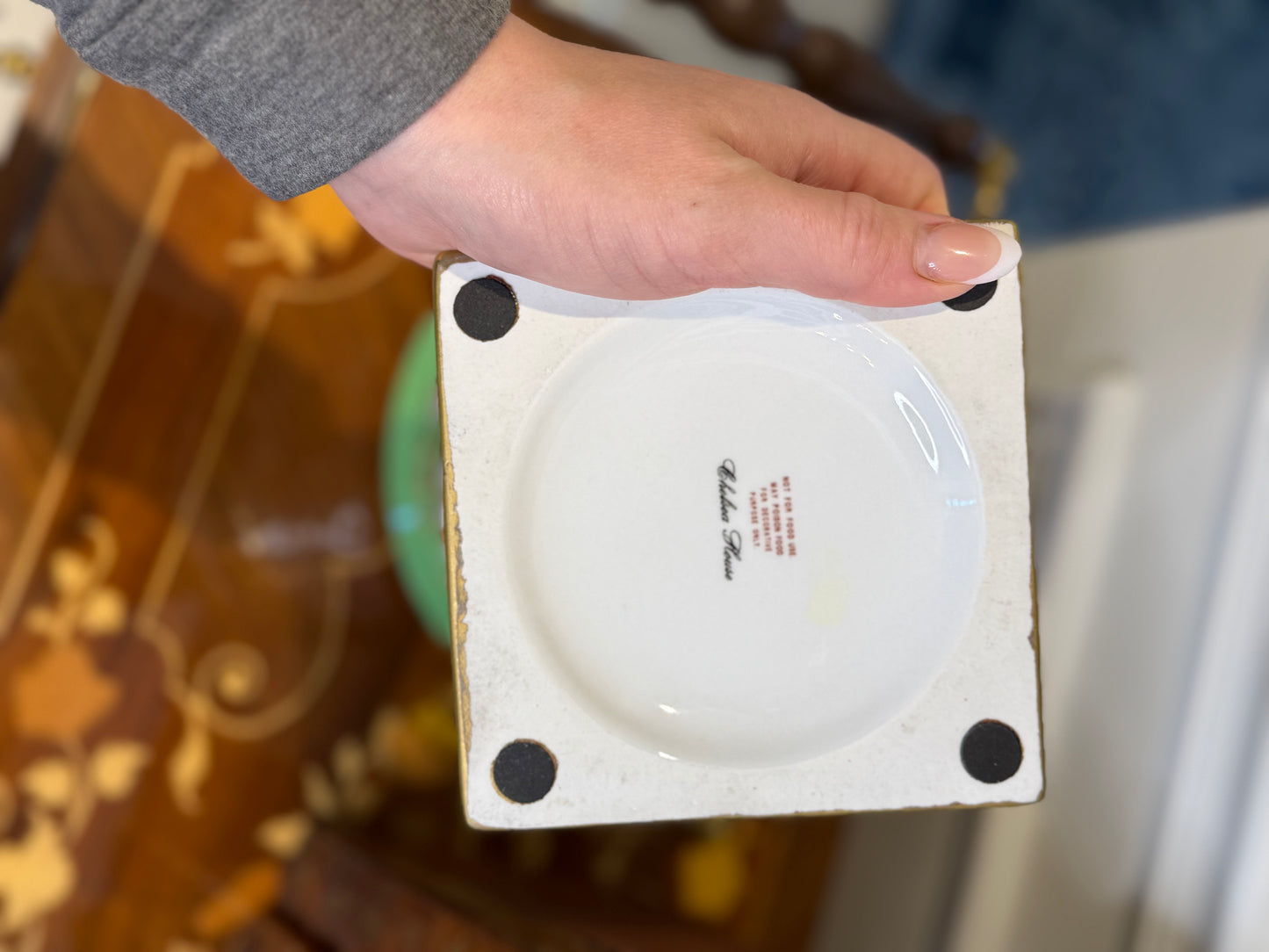 STUNNING - 16” Tall, Chelsea House Green Lattice Porcelain Urn Pair with Domed Covers & Finials