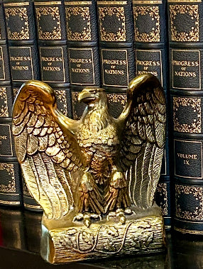 pair of handsome & heavy brass federalist eagle bookends