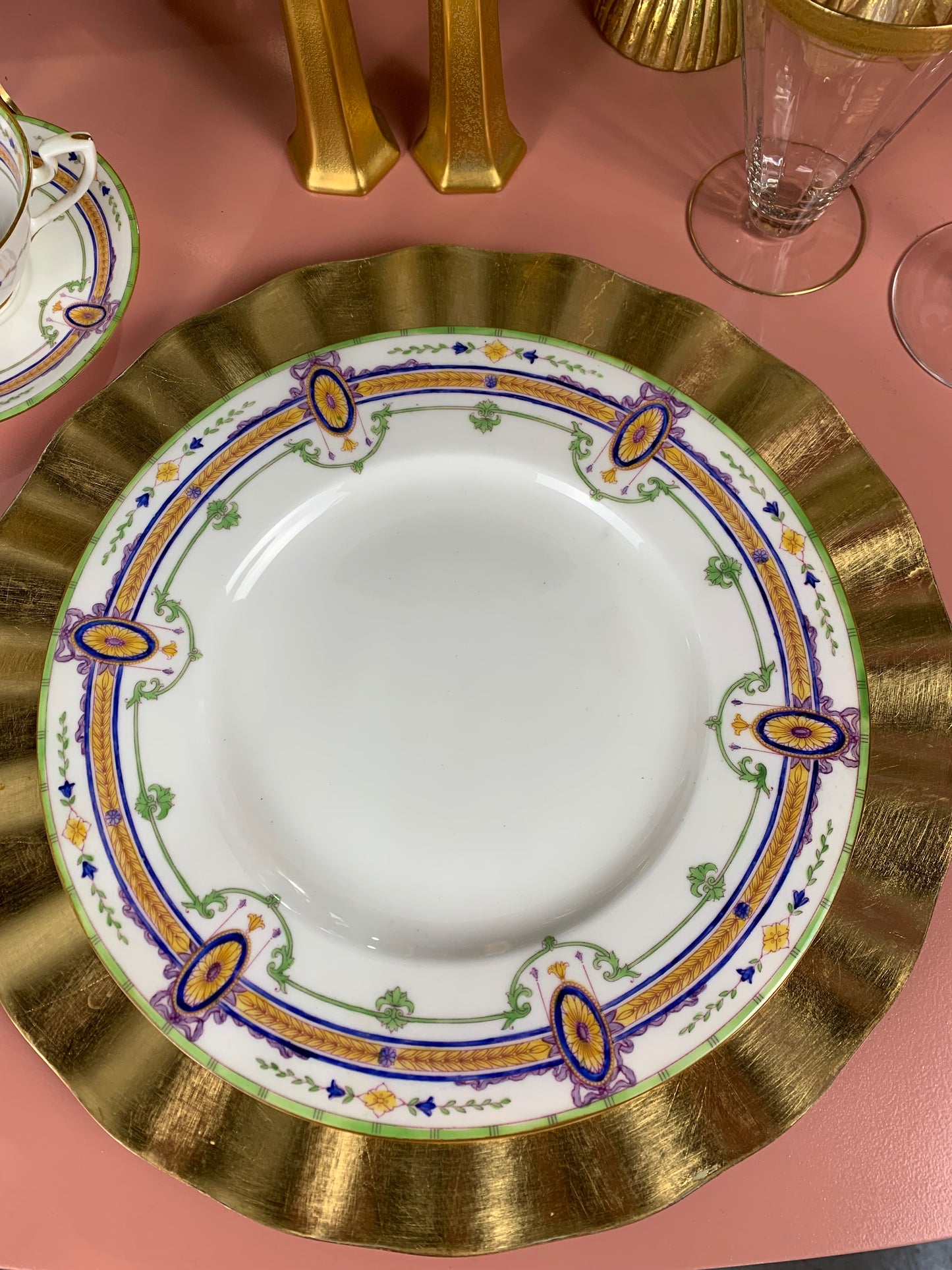 Set of Antique Royal Worcester Dinner plates, Cups & Saucers