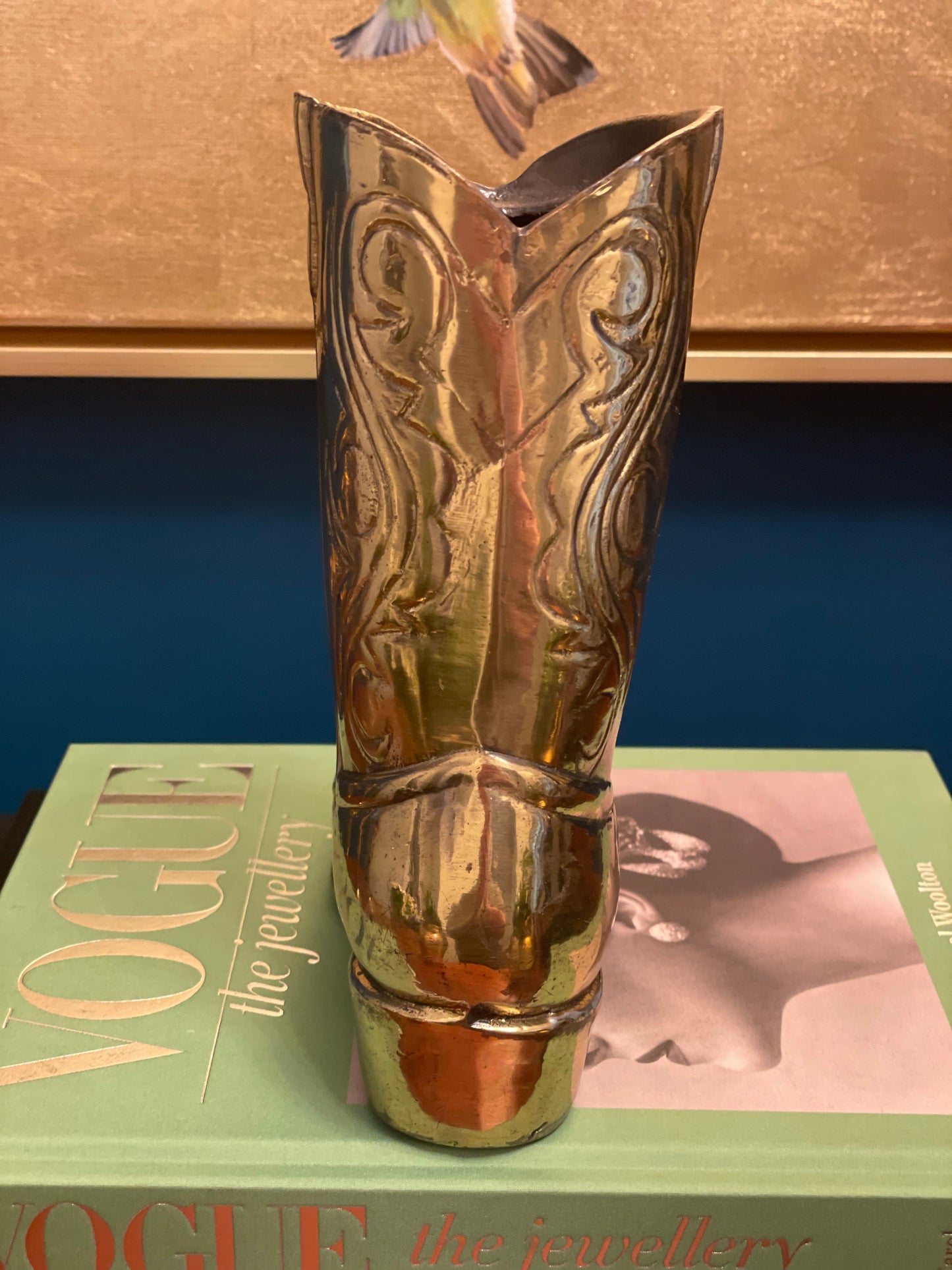 Vintage 8” Brass Cowboy Boot Vase
