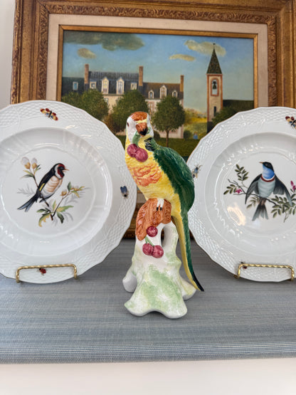 Vintage Pair of Chelsea House Italian 10.25” Bird Plates with Butterflies