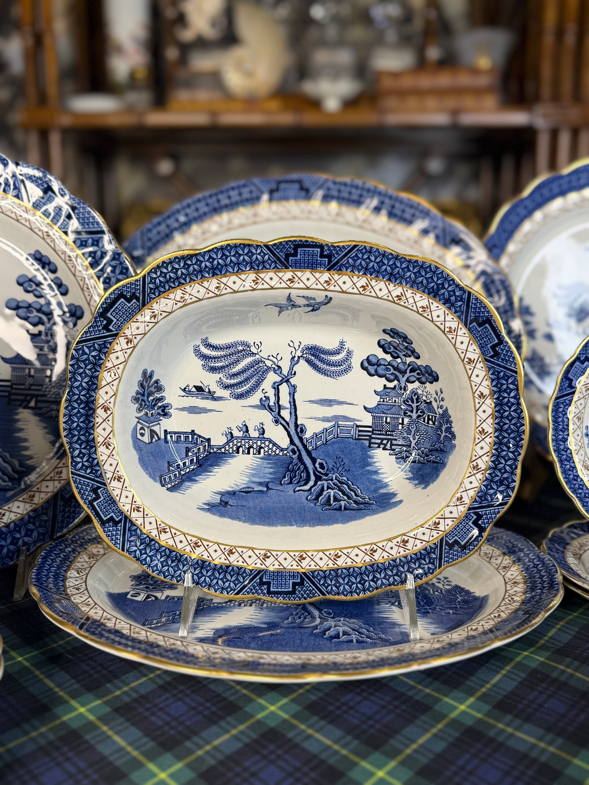 Vintage Booths Real Old Willow Oval Serving Bowl | A8025 | 10” × 8” | English Transferware