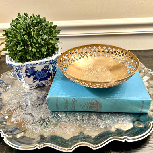 Vintage brass reticulated vessel bowl