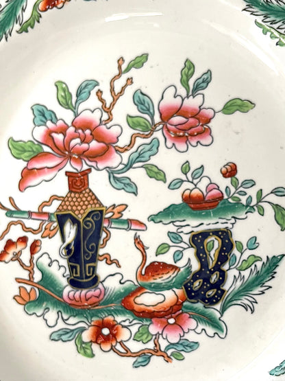 Live 09/15 Gorgeous Antique Ashworth / Vase And Table Pattern /Staffordshire Chinoiserie Plate With Swan