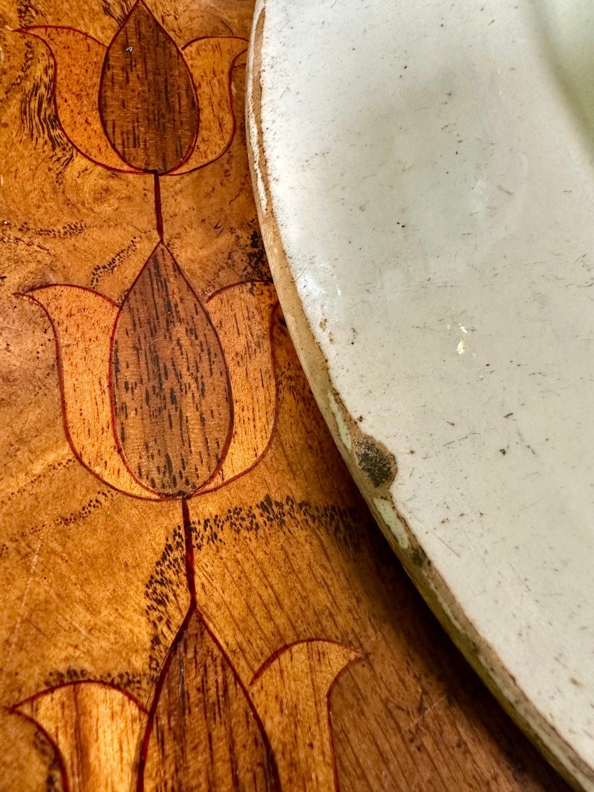 Antique 19th Century Brown Transferware Willow Platter, 15.5”