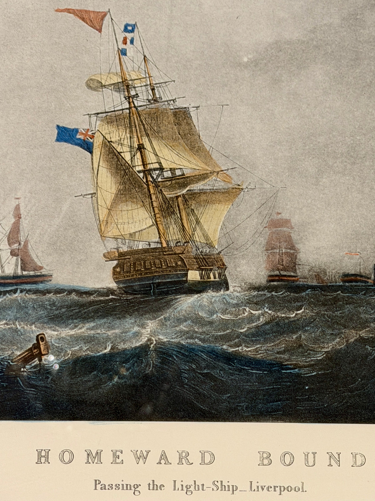 Rare Set of 2 custom antique engraving artwork "OUTWARD & HOMEWARD BOUND" by S. Walters