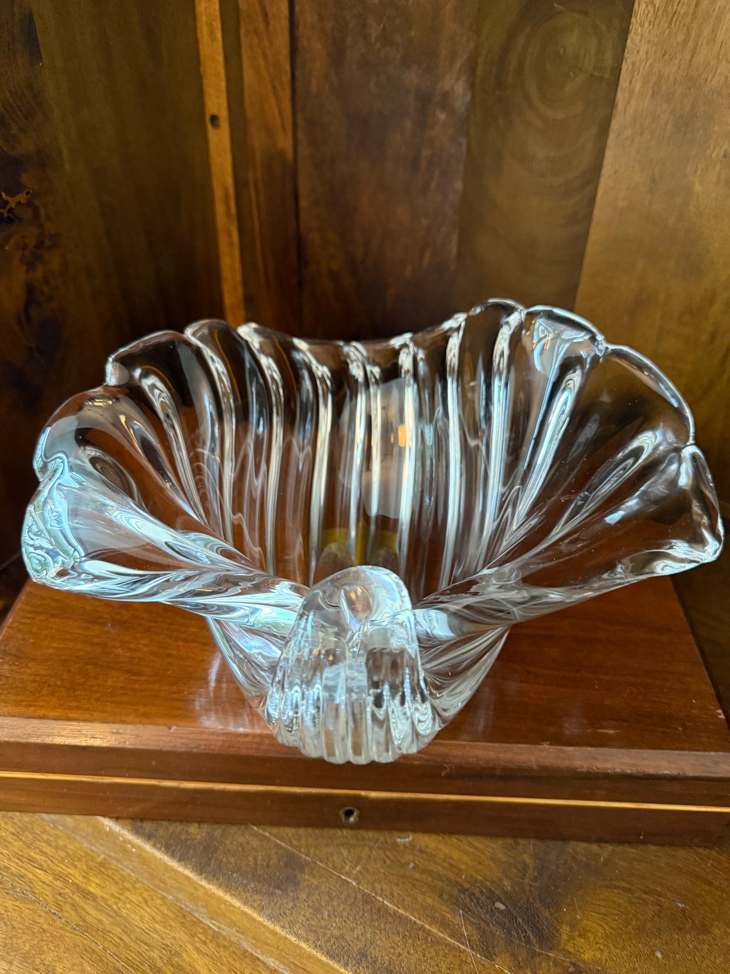 Rare Vintage Signed Cartier Italian Murano Hand Blown Glass 10” Shell Bowl