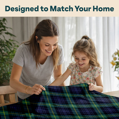 Blue and Green Tartan Plaid Polyester Tablecloth 70"x70"