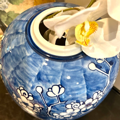 Vintage Blue & White Cherry Blossom Ginger Jar,