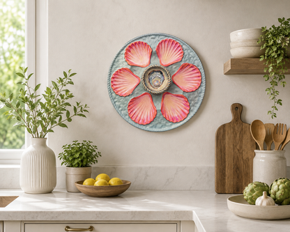 Pearl hand painted oyster plate