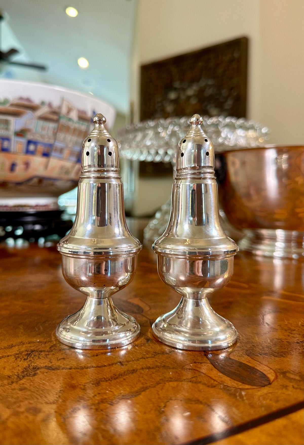 Vintage Empire Sterling Silver Weighted Salt & Pepper Shakers | No. 232 | Glass-Lined Pair
