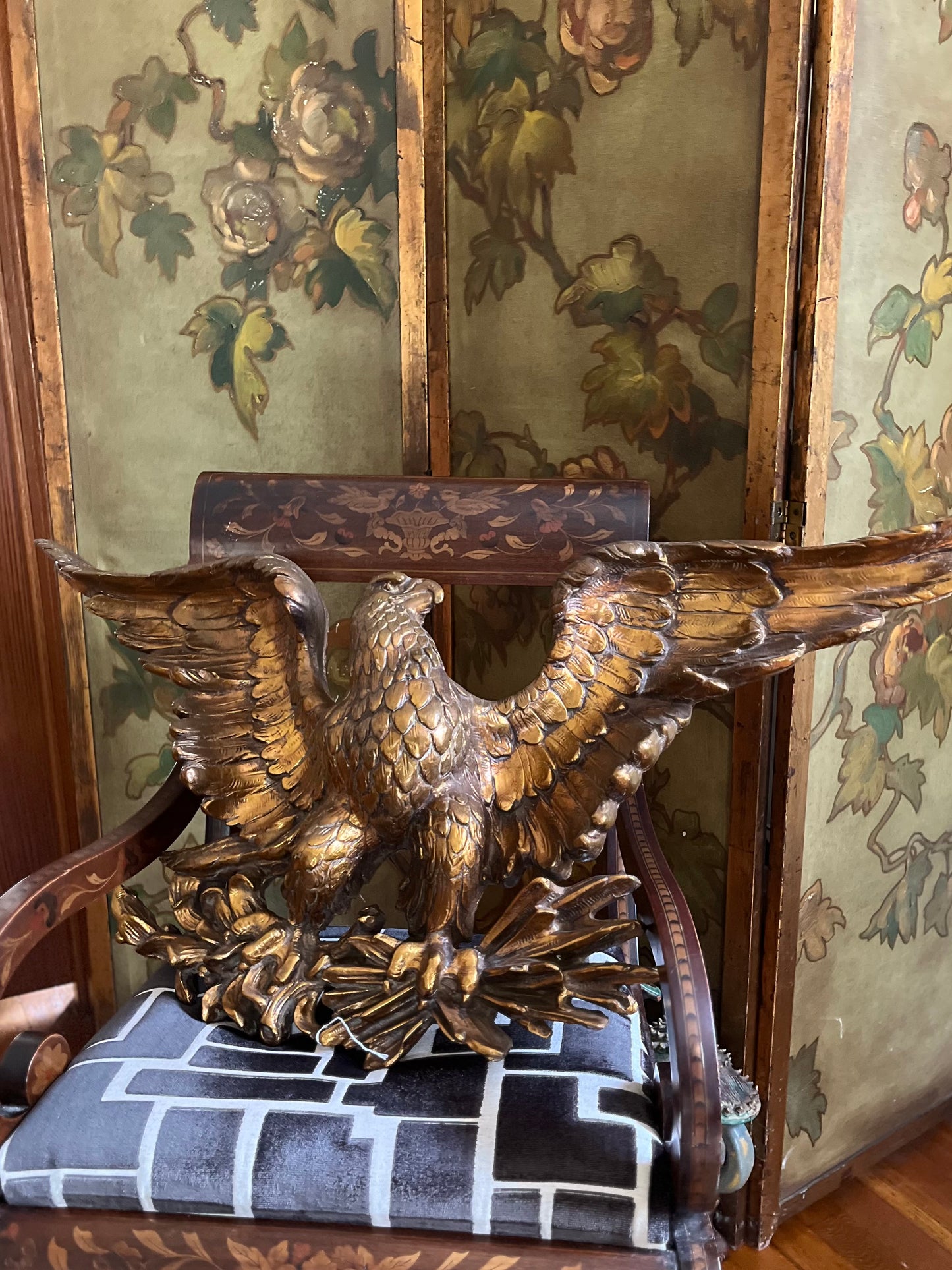 Grand Gilt Eagle Wall Sculpture/Architectural Element