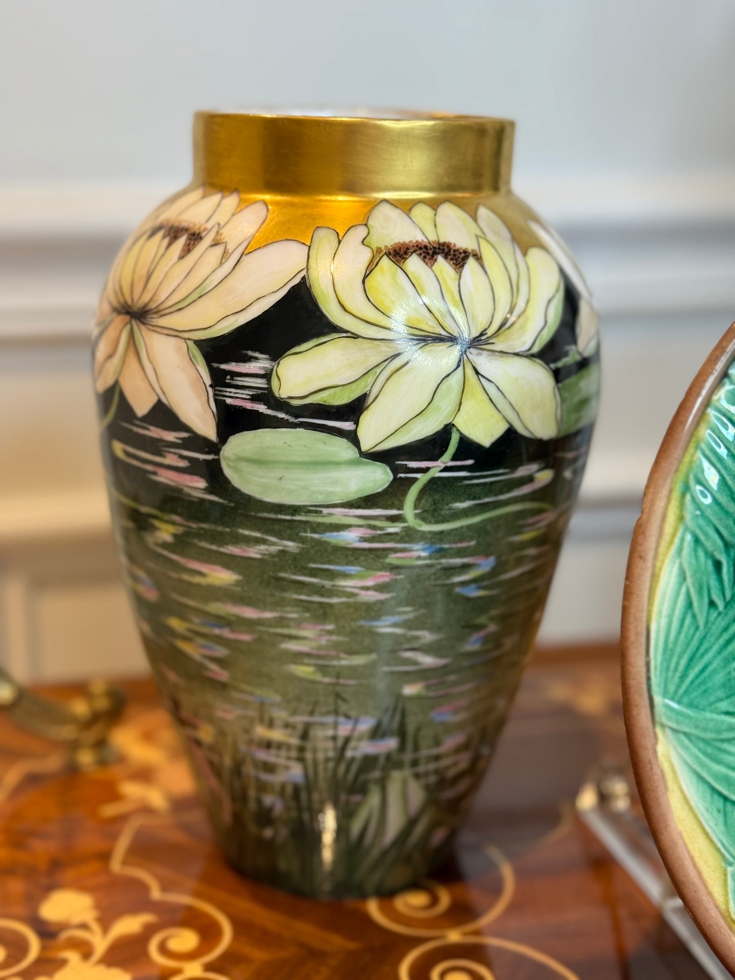 RESERVED - YVONNE - Antique Hand-Painted Limoges Water Lily Vase by M.S. Berendsen, D&C France (Delinieres & Co.)Limoges | 9.25” Tall