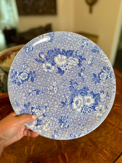 Vintage Spode Blue Room Collection “Primula” Round Platter | 13” Blue Transferware Serving Platter