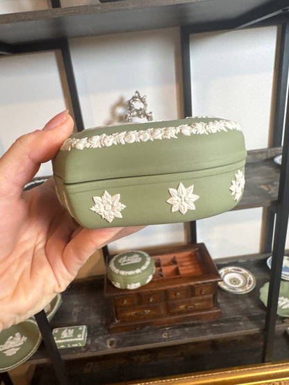 Wedgwood sage green heart shape box