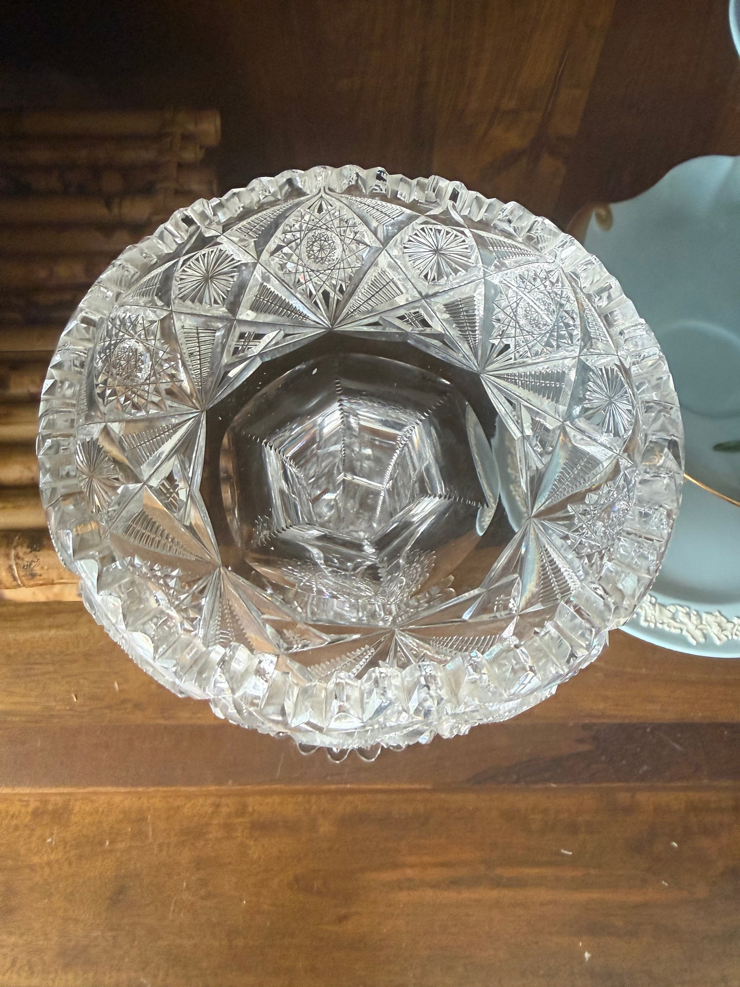 Reserved Cynthia Live 5/14 - Antique American Brilliant 9” Crystal Compote