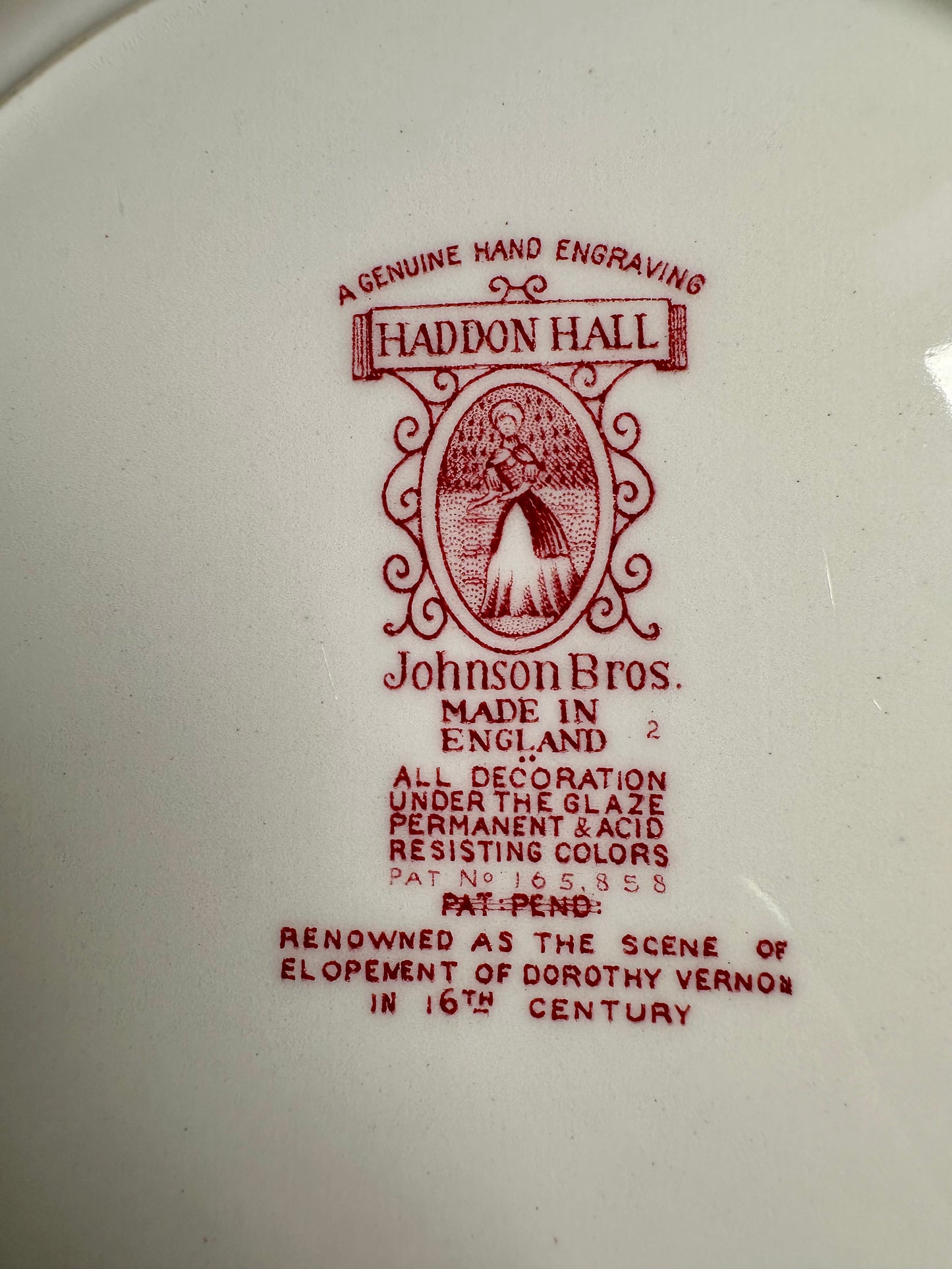 Vintage Johnson Bros. “Haddon Hall” Red Transferware Plate | 10”