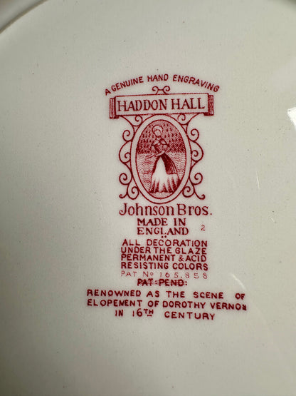 Vintage Johnson Bros. “Haddon Hall” Red Transferware Plate | 10”
