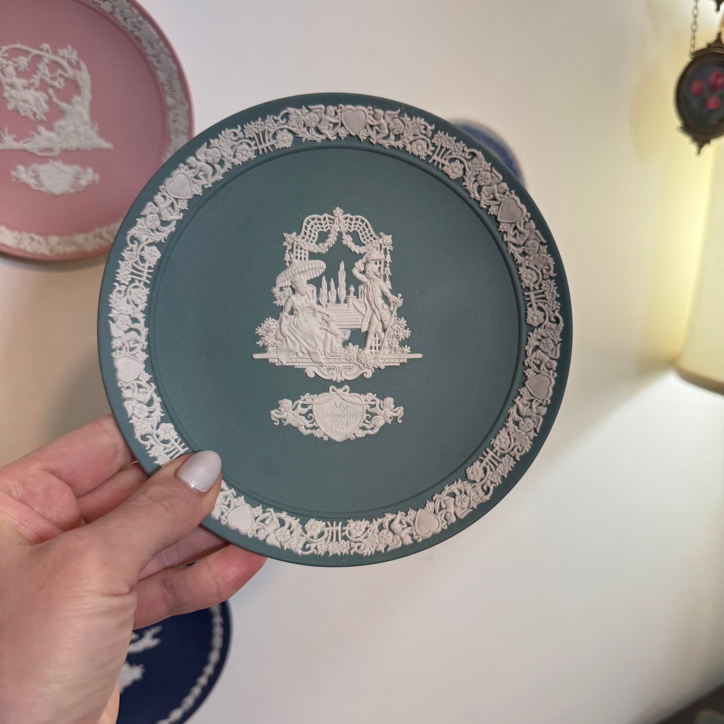 Reserved Wedgwood teal white My Valentine plate 2 pieces