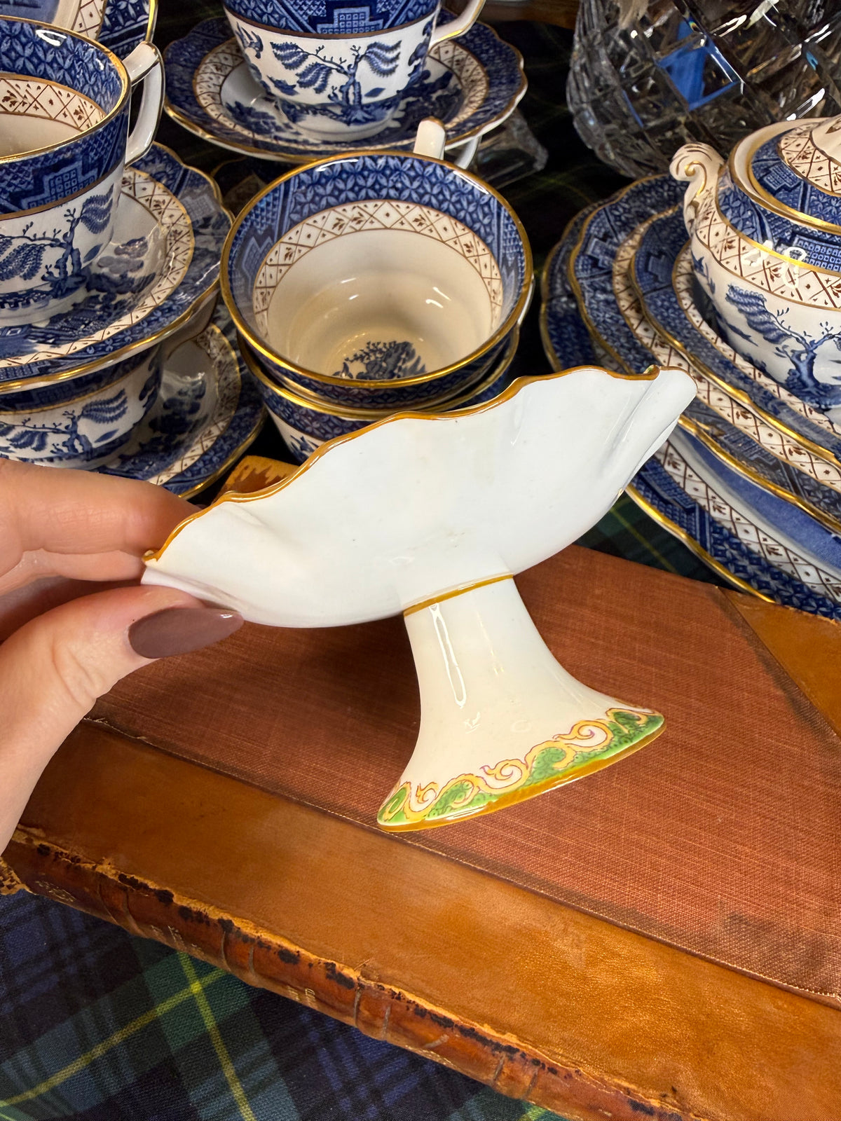 Rare Antique Minton Cockatrice Green Pedestal Compote | Miniature Tazza | Pheasant Bird | 4.5” | England
