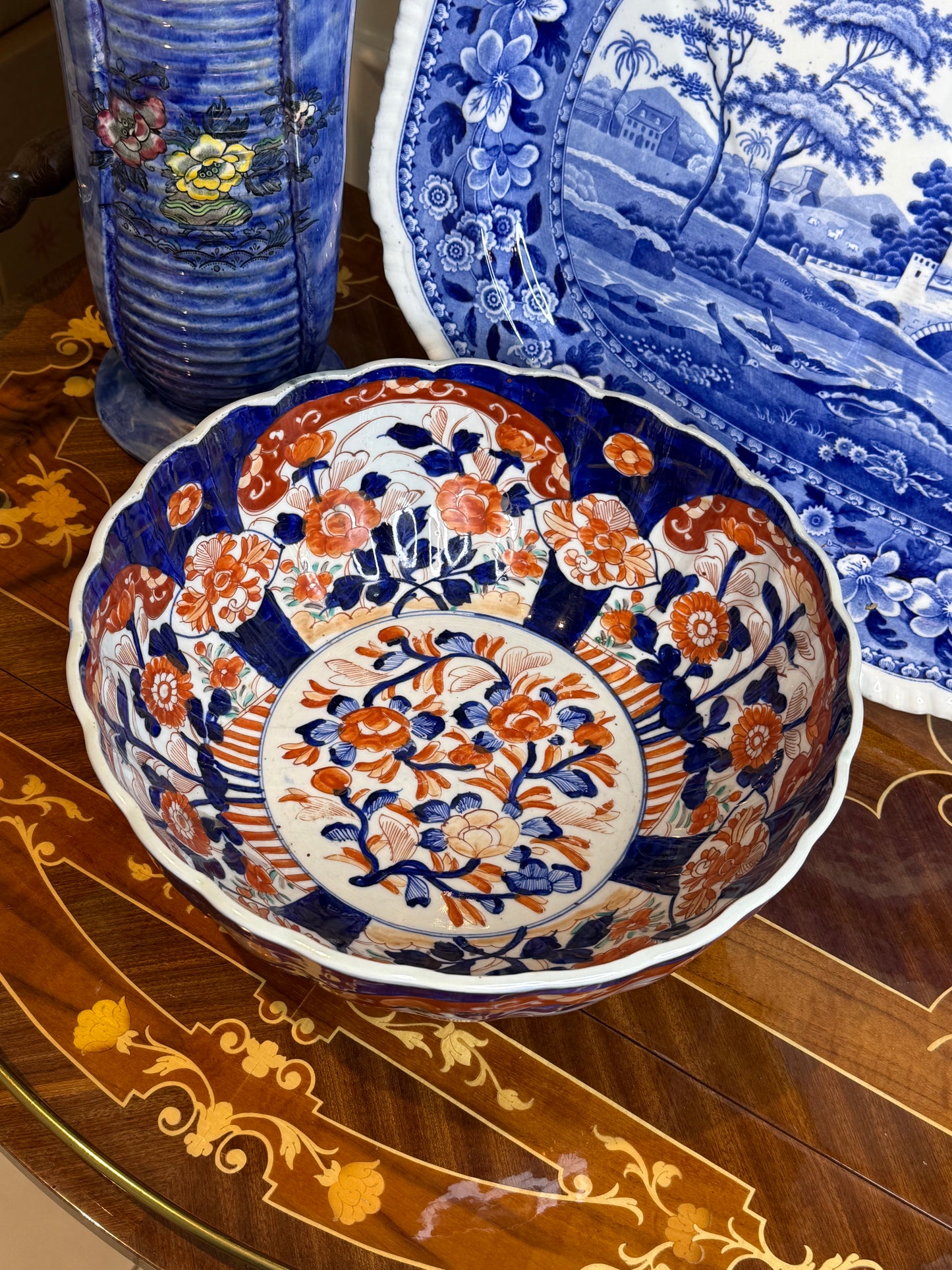 RESERVED - KRISTA- Antique Japanese Imari Hand-Painted Centerpiece Bowl, 12” Diameter x 5” Tall #DA4520