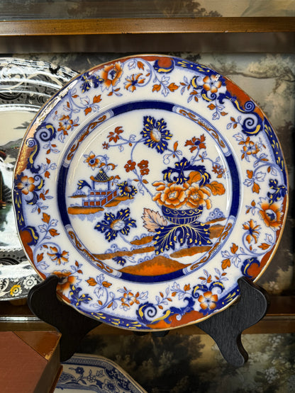 Antique Minton Imari Chinoiserie 10” Cabinet Plate |Cobalt, Iron Red & Gilt – England – c.1900