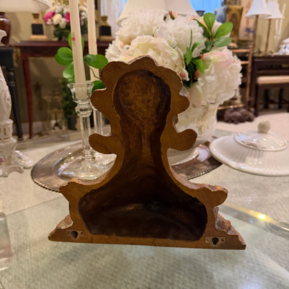 Vintage gold gilt floral resin wall sconce 10 in