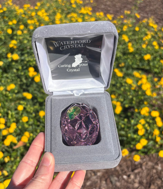 Gorgeous Waterford Crystal Amethyst Egg Paperweight in original box!
