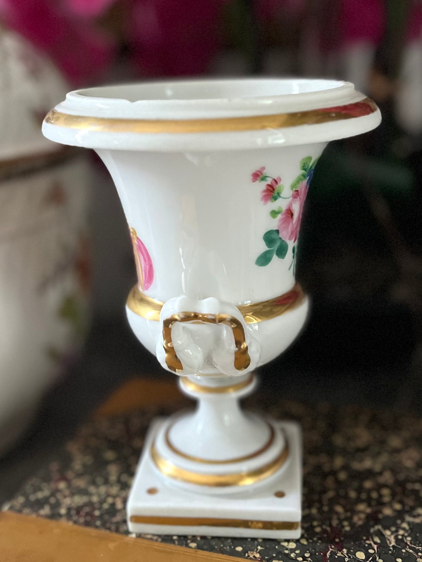 Live 06/22 Pair of Old Paris Hand-Painted Portrait Urns | 19th Century 2 Sided Decoration