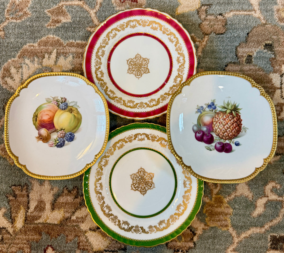 Set of 4 English stamped  porcelain plates 8d