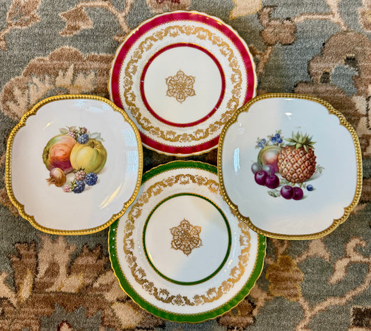 Set of 4 English stamped  porcelain plates 8d