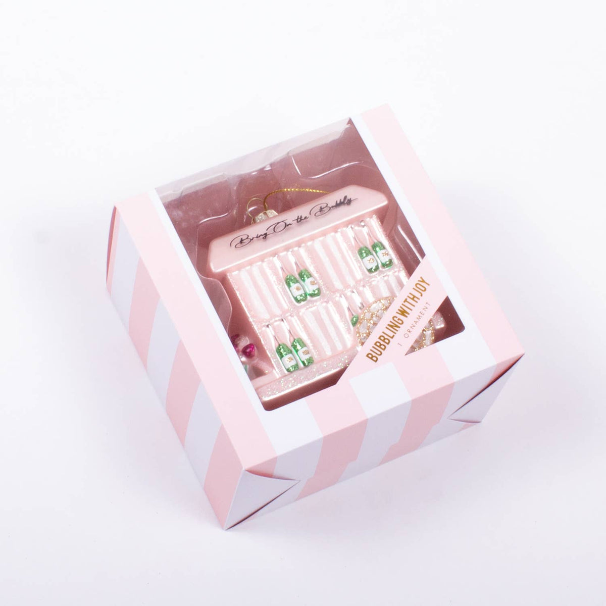 Bring on the Bubbly Cart Glass Christmas Ornament