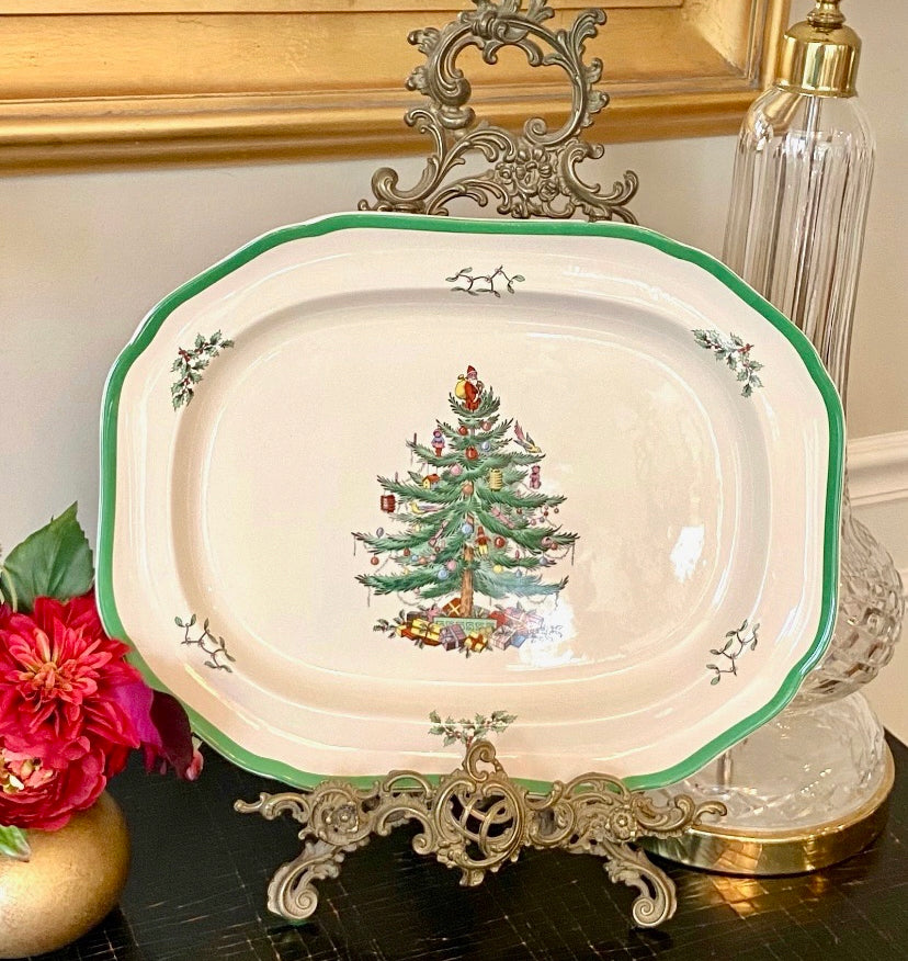 Vintage Spode “Christmas Tree” large serving platter, 16x11”