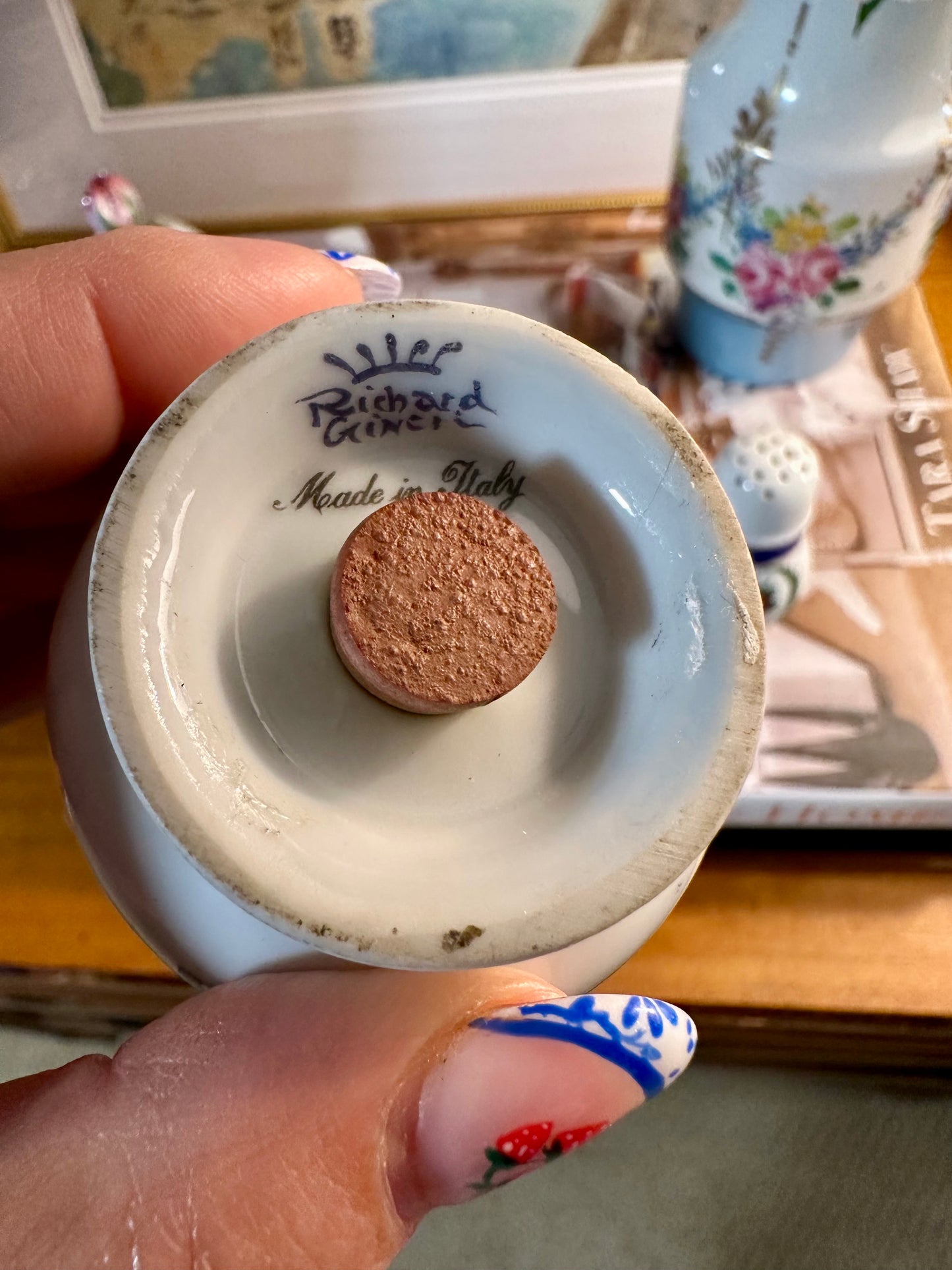 GORGEOUS Richard Ginori Princess Blue Porcelain Sugar Shaker Set, Made in Italy