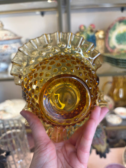 Amber basket with hobnail and ruffled edges!