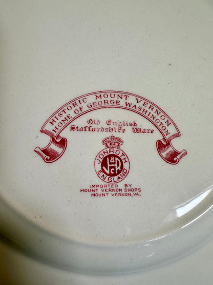 Vintage Old English Staffordshire Ware Red Transferware Historic Plates, Virginia Landmarks