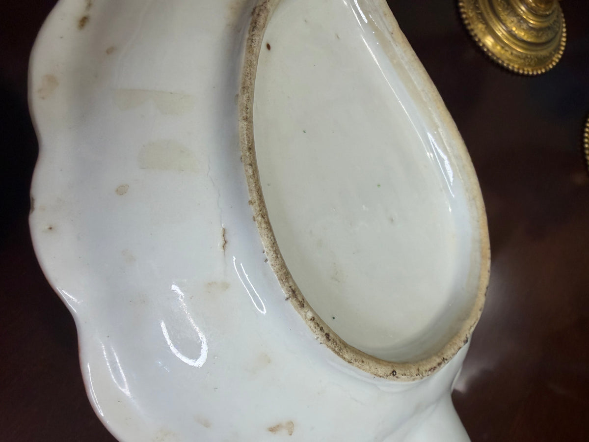 Antique Famille Rose leaf shaped dish with scalloped edges!