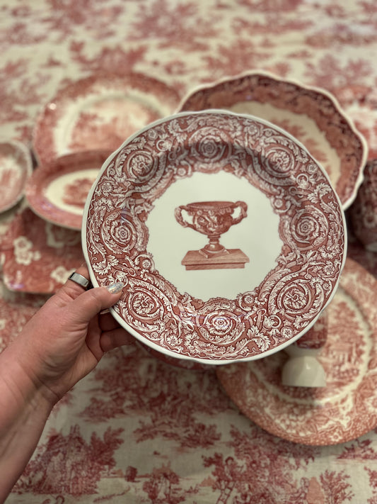Spode Archive Collection “Victorian Series” Cranberry Red Warwick Vase Dinner Plate | England, 10.25”