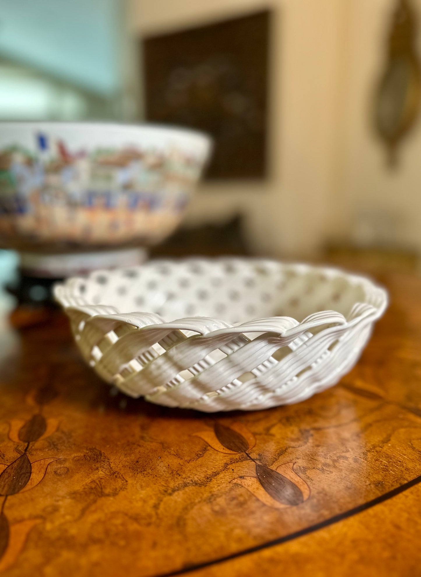 Vintage Italian White Ceramic Reticulated Basket Bowl | Made in Italy for Nordstrom