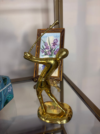 Vintage solid brass golfer figurine!
