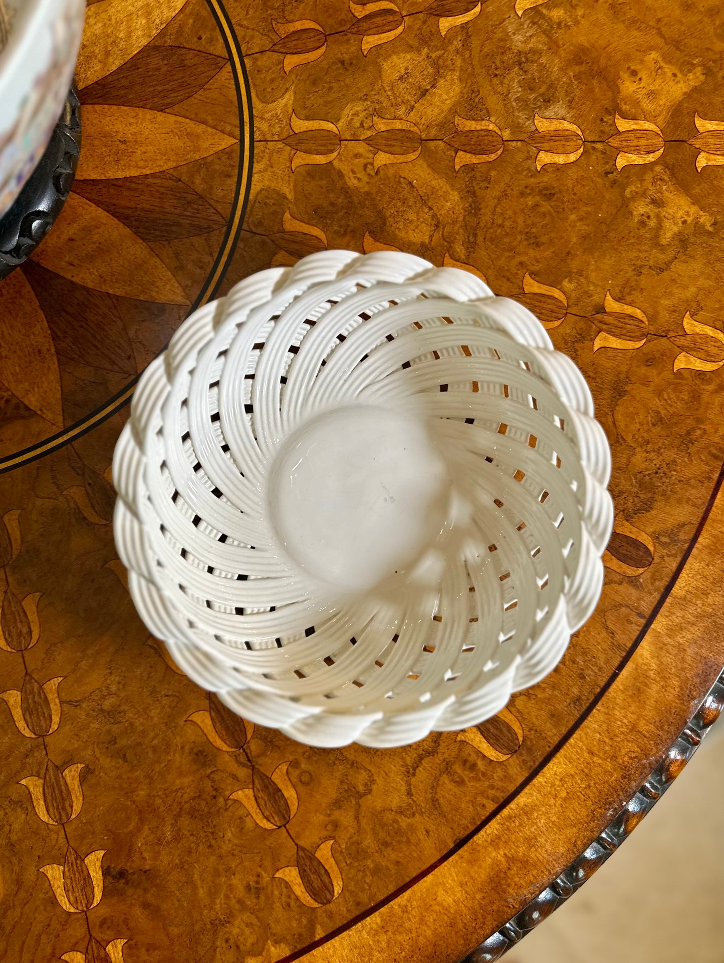 Vintage Italian White Ceramic Reticulated Basket Bowl | Made in Italy for Nordstrom
