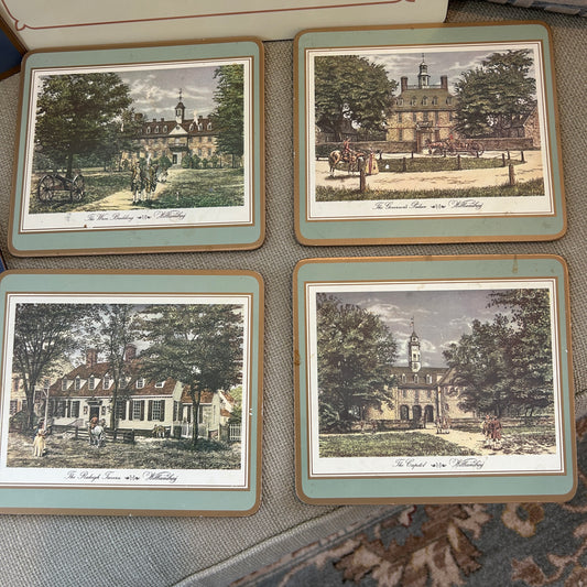 Set of 4 pvintage Pimpernel of England cork placemat art 8 x 7