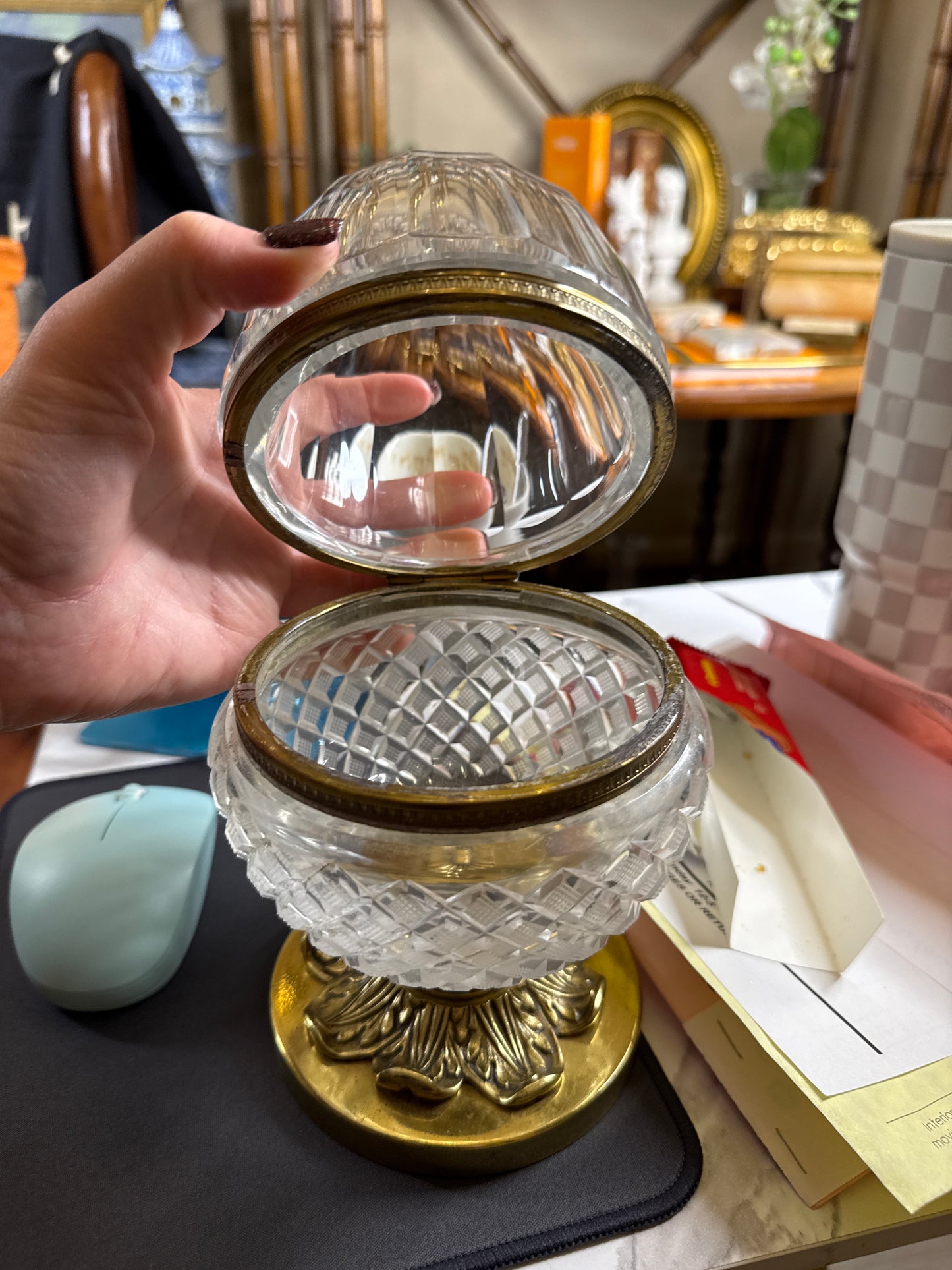 Antique Bronze-Mounted Cut Crystal Lidded Jar, c. 1890–1910